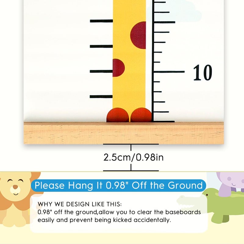 Mibote Baby Growth Height Chart Handing Ruler Wall Decor for Kids, Canvas Removable Height Growth Chart 79" x 7.9" (Giraffe) - Image 5